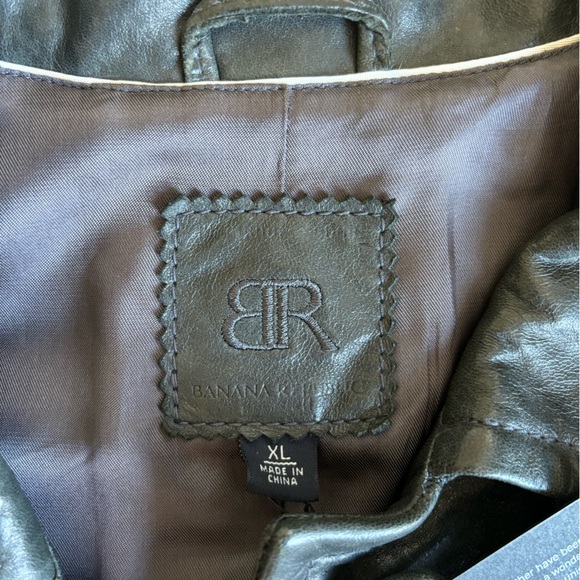 NWT Banana Republic black vintage genuine leather jacket early 2000s size XL! - Picture 2 of 7